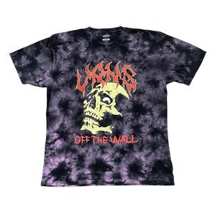 Vans Halloween T-Shirt Purple Tie Dye Acid Wash Skull Mens XL Glow in the Dark